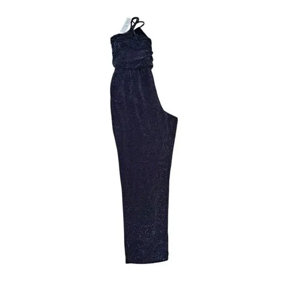 Eliza J Women's Black Metallic Spaghetti Strap Event Party Jumpsuit Sz 8 - Picture 6 of 9